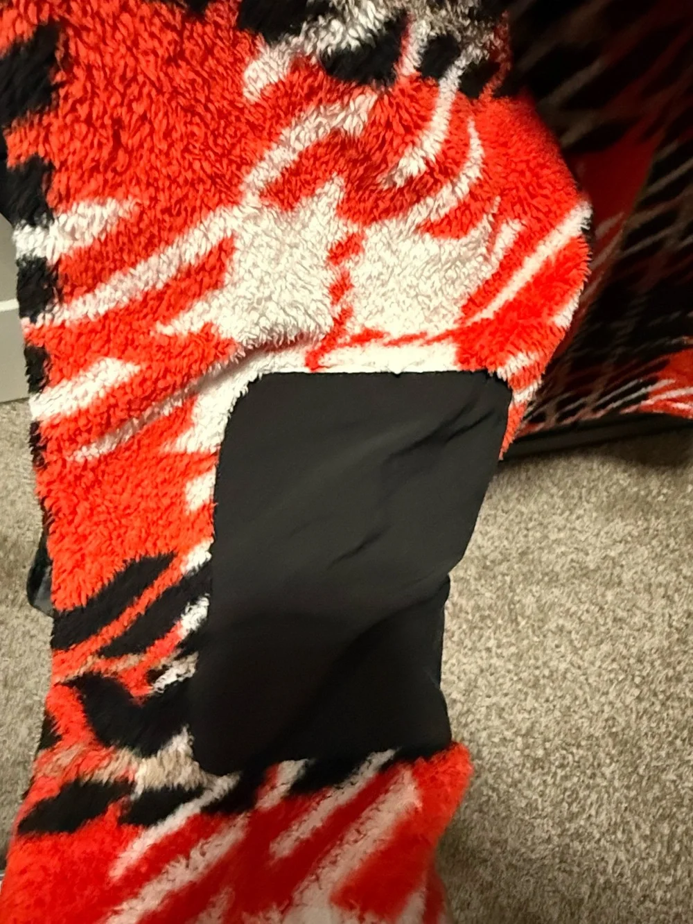 The North Face Red Black Cream Patterned Sherpa Half-Zip Pullover